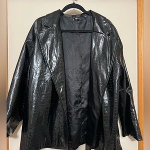 Oversize snake skin style leather jacket